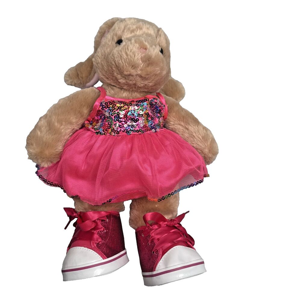 Build A Bear Pawlette Bunny Plush w/Easter Dress Petticoat Shoes EUC